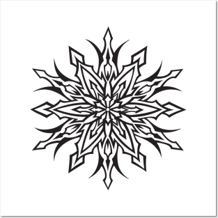 SYM STAR-TRIBAL- SNOWFLAKE DESIGN- BLACK Posters and Art